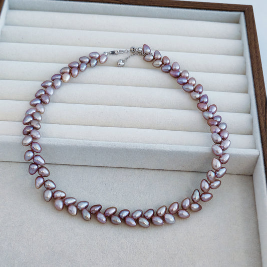 Wheat-like Purple Pearl Necklace