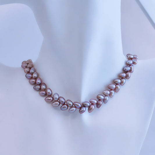 Wheat-like Purple Pearl Necklace